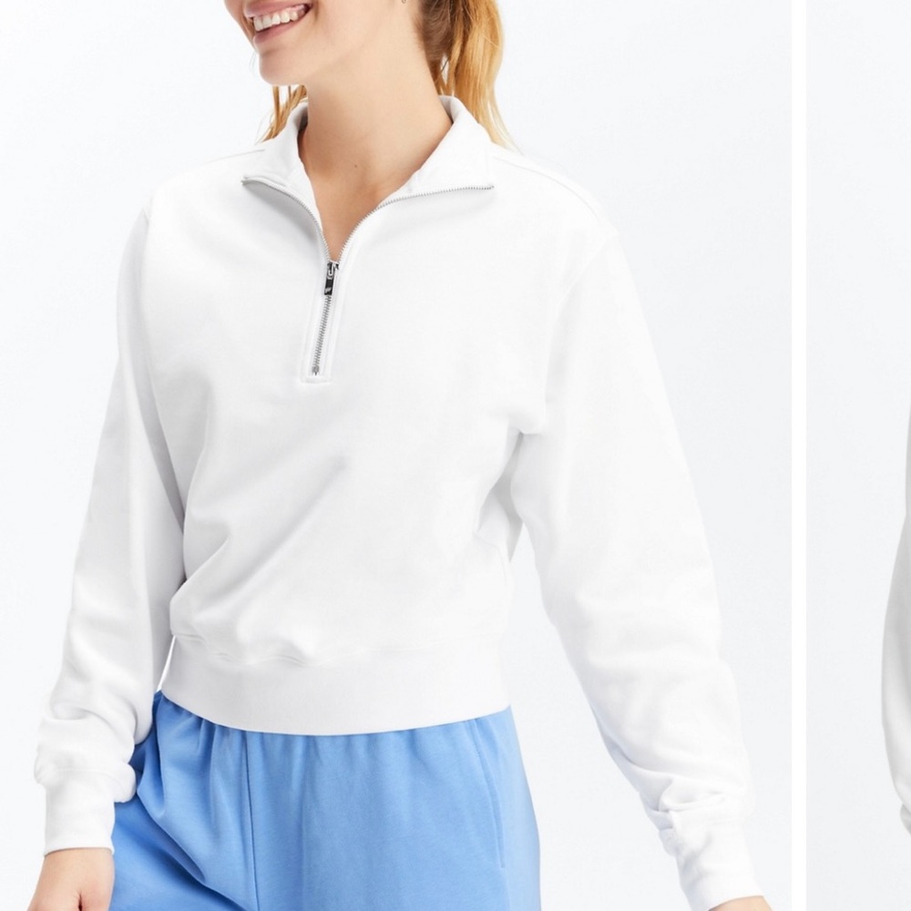 Fabletics White Lightweight Go-To Half Zip Sweatshirt